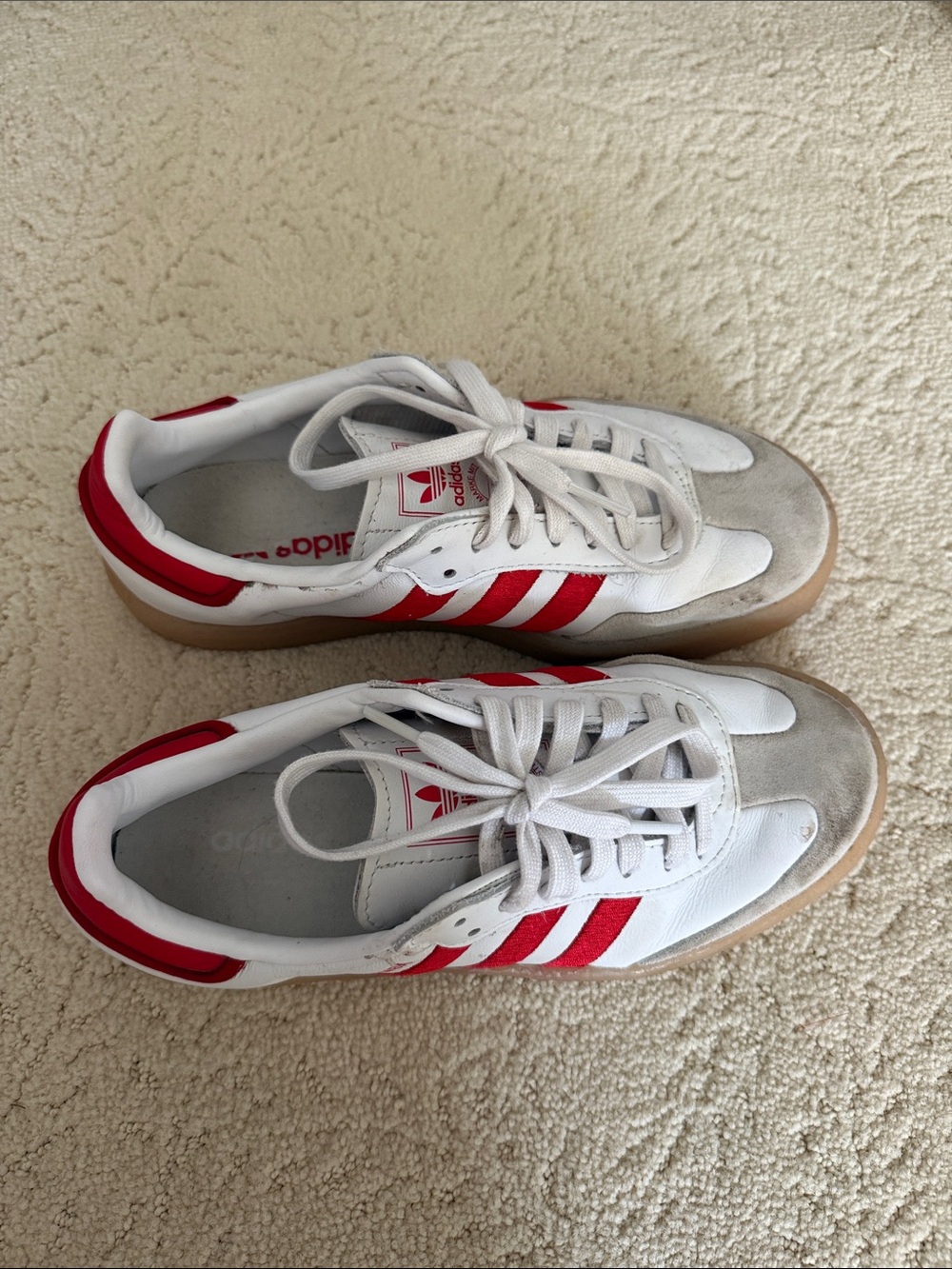 adidas Womens Samba Sneakers - White with Red - Picture 2 of 6